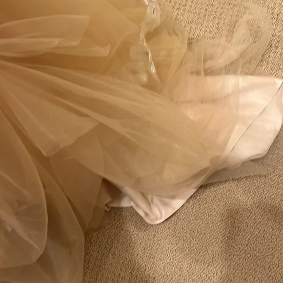 Strapless Gown with White Floral Details - Picture 8 of 15